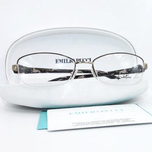 NEW  EMILIO PUCCI EP2146 52-17-135 340 BROWN GOLD HALF RIM EYEGLASSES